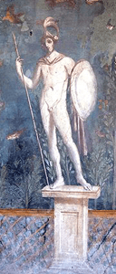 Mural de estatua de Marte en Pompeya